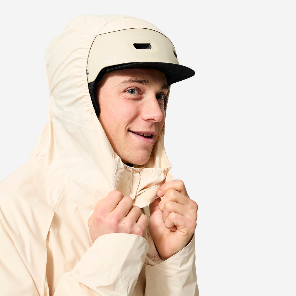 540 Visibility City Cycling Rain Poncho-Khaki/Beige