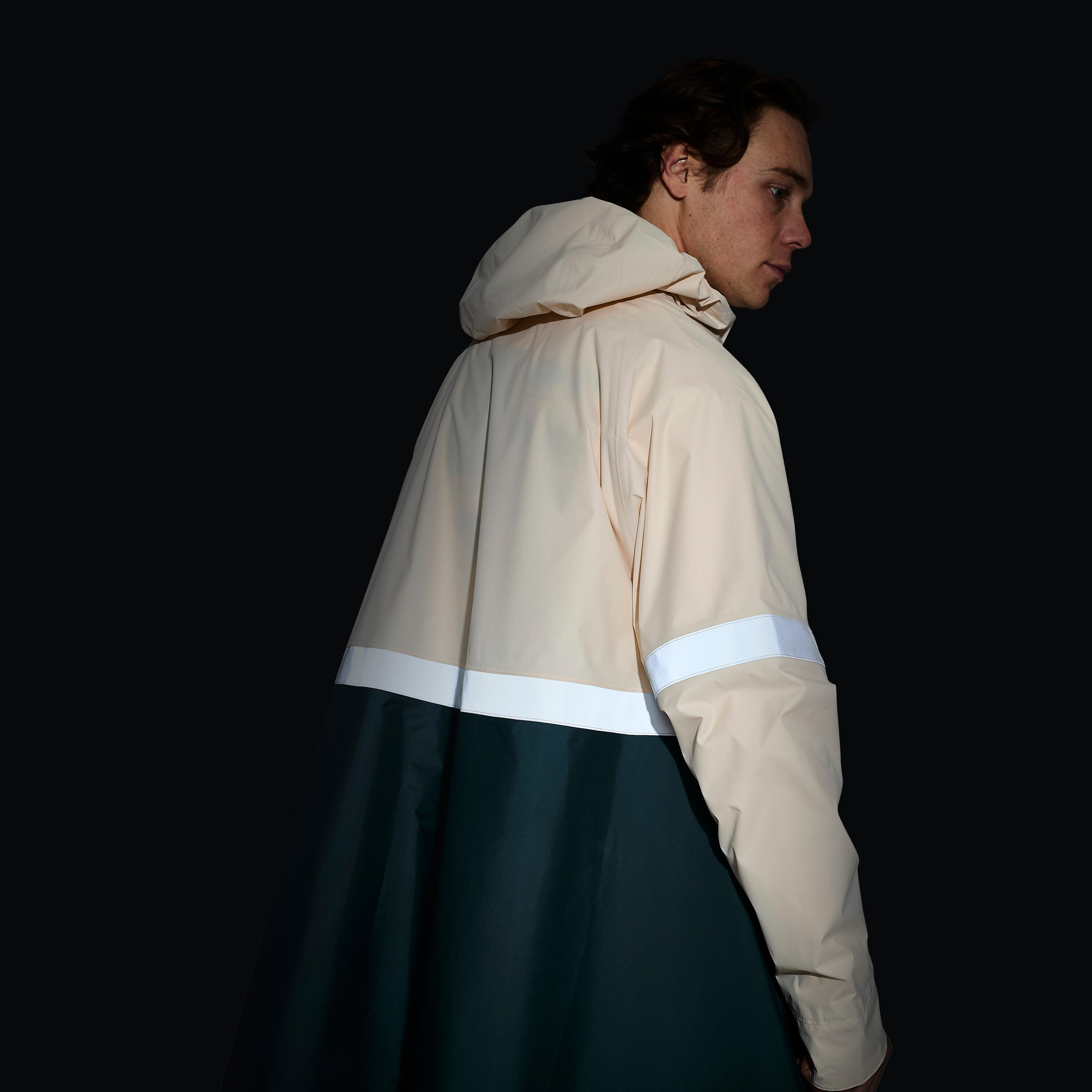 540 Visibility City Cycling Rain Poncho-Khaki/Beige 7/10