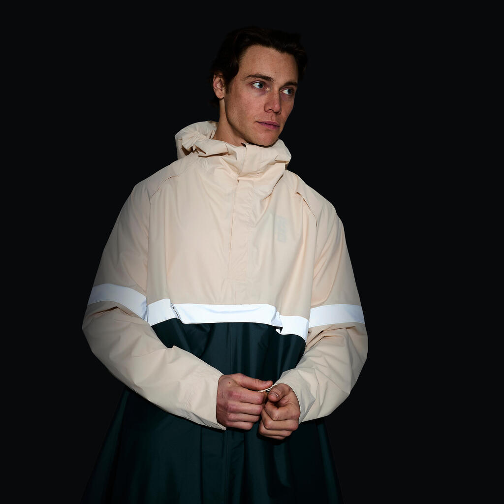 540 Visibility City Cycling Rain Poncho-Khaki/Beige