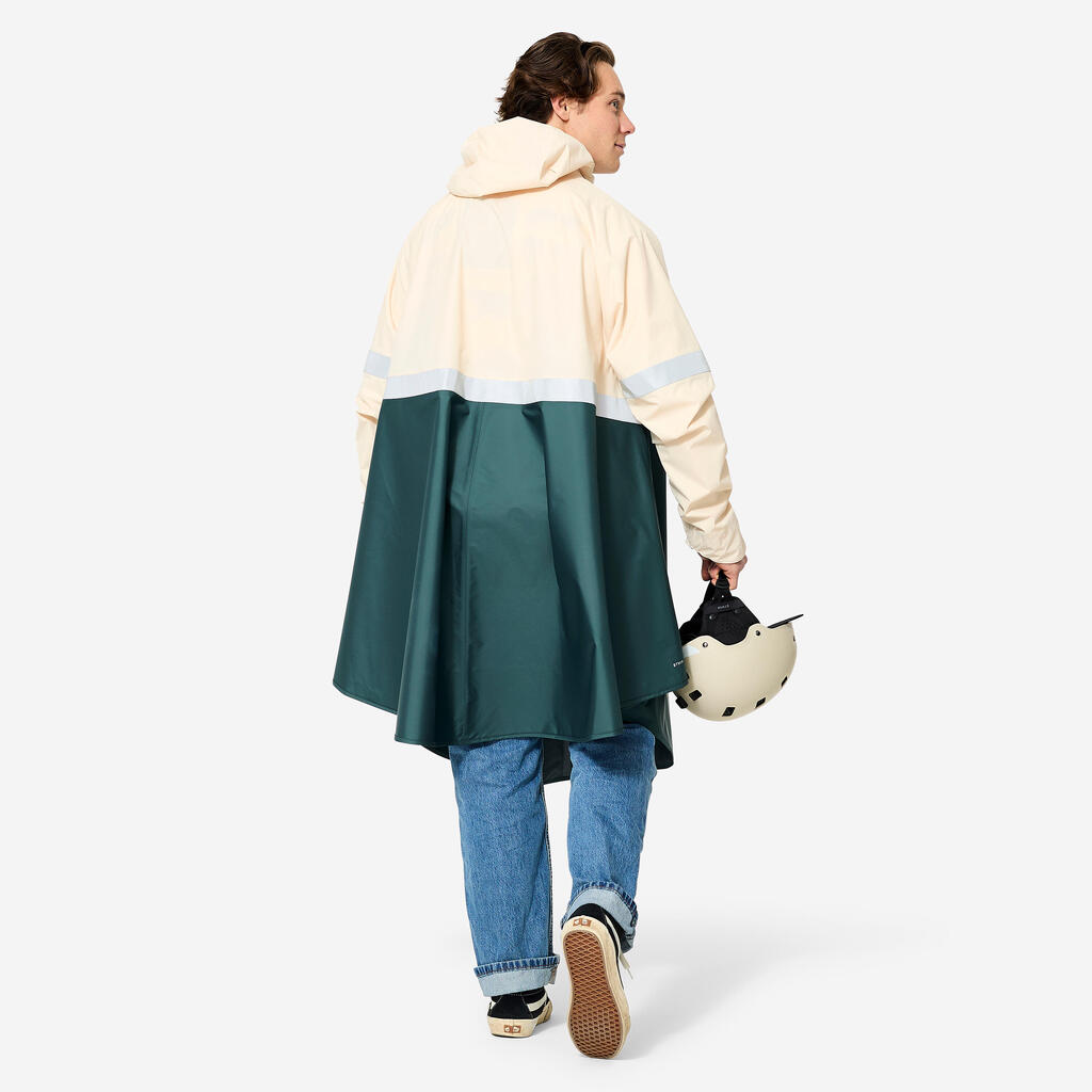 540 Visibility City Cycling Rain Poncho-Khaki/Beige