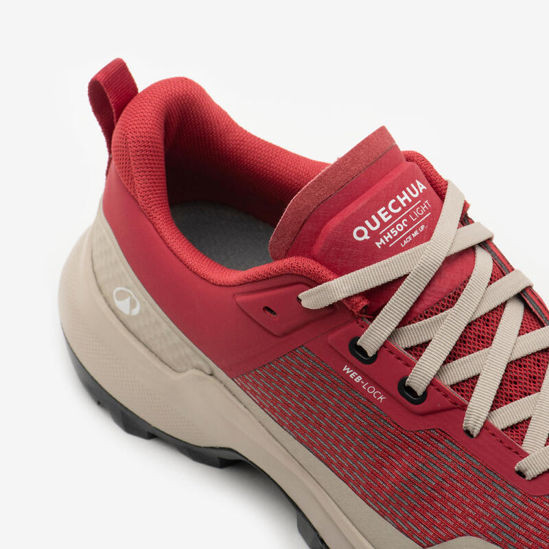 Chaussures de randonnée montagne - MH500 LIGHT rouge - femme