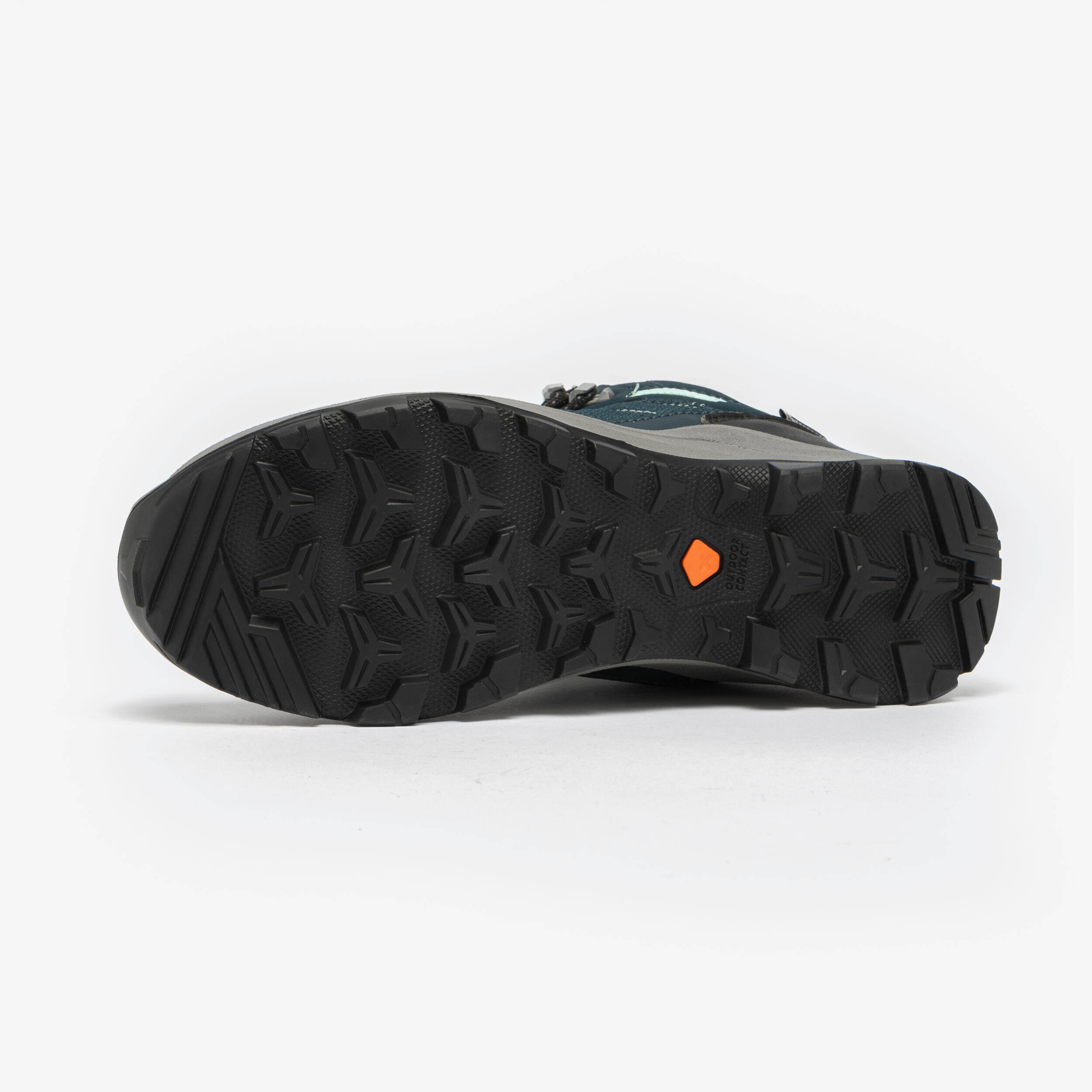 Women’s waterproof high-rise hiking boots, MH100 - Grey/Green -  4