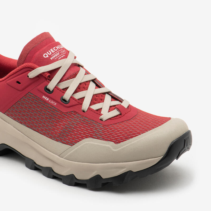 Chaussures de randonnée montagne - MH500 LIGHT rouge - femme