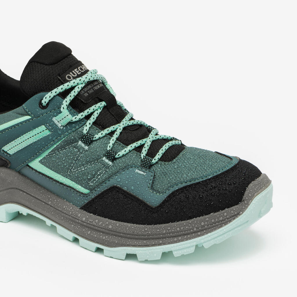 ZAPATILLAS DE SENDERISMO IMPERMEABLES MUJER MH100 VERDE