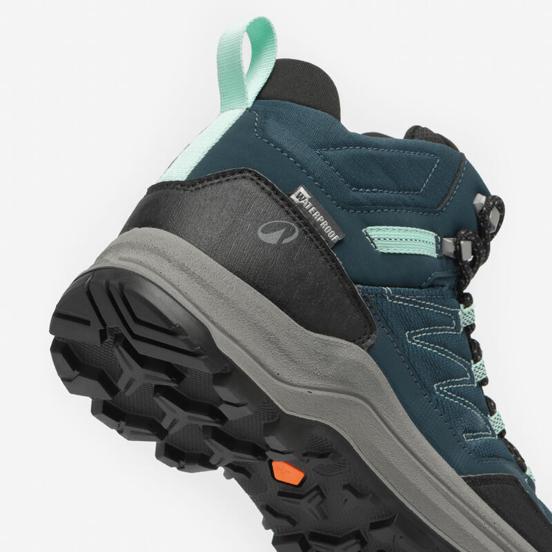 Botas impermeáveis de caminhada na montanha Mulher MH100 Mid Verde