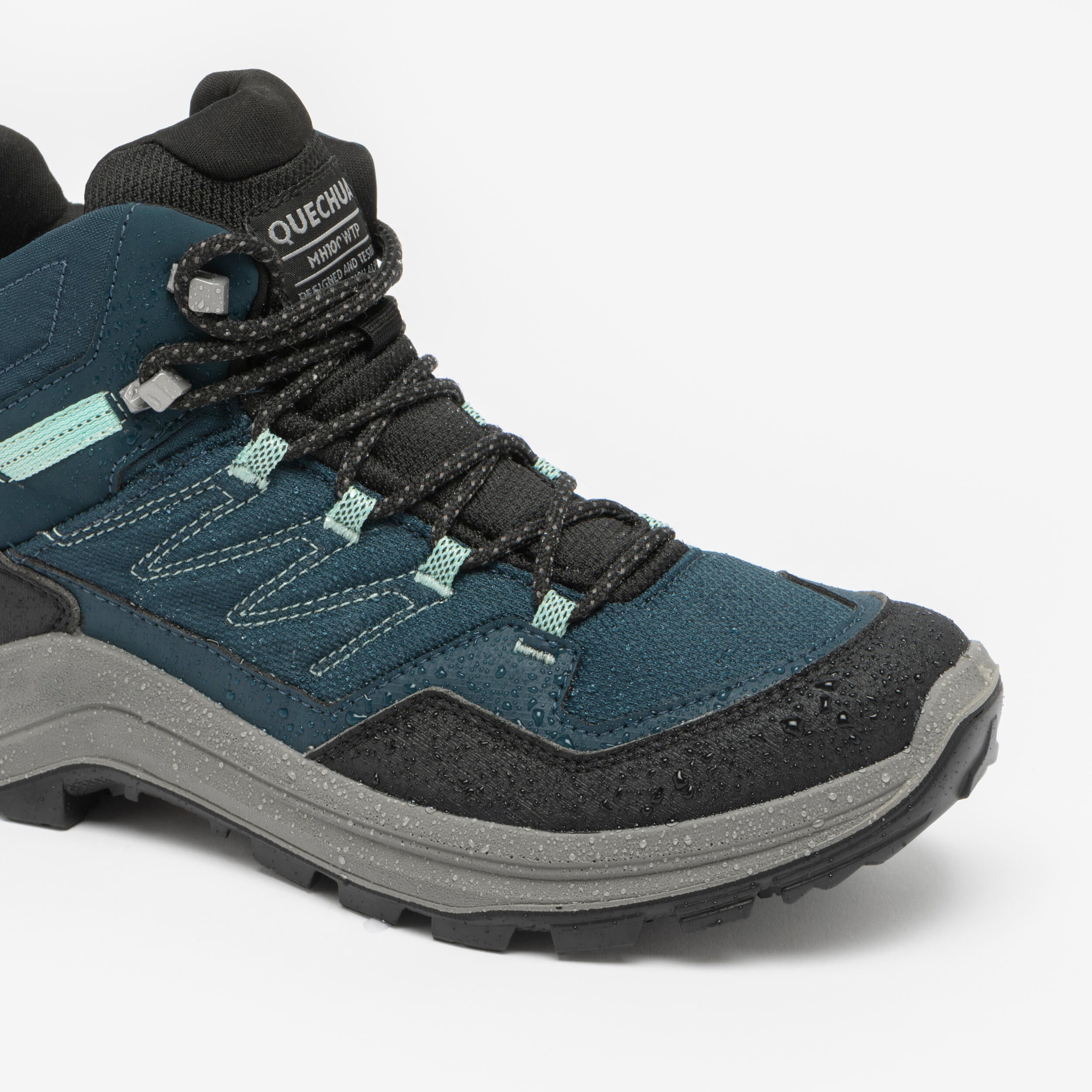 Chaussures imperméables de randonnée femme - MH100 mid vert - QUECHUA