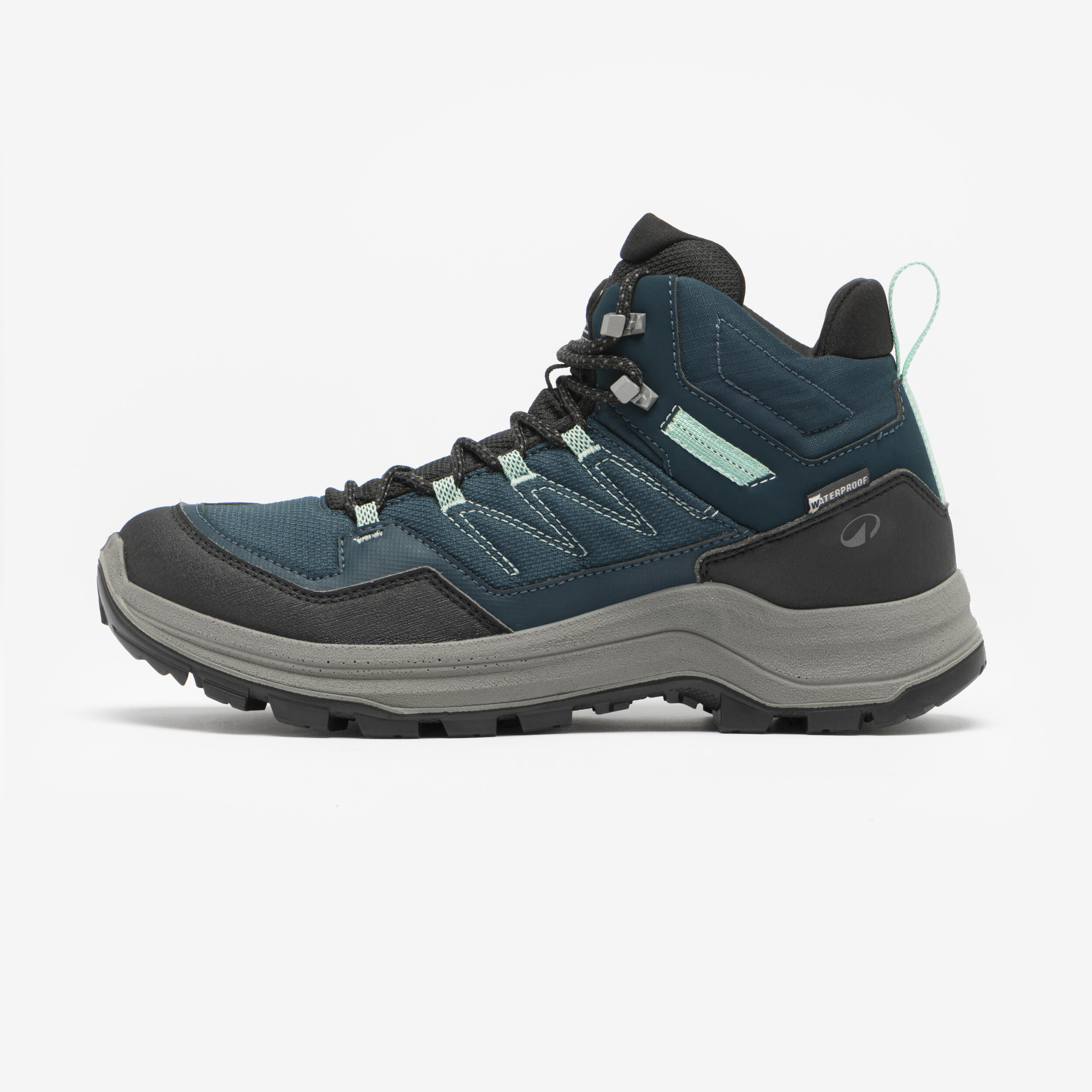 Women’s waterproof hiking boots, MH100 - Green and Grey