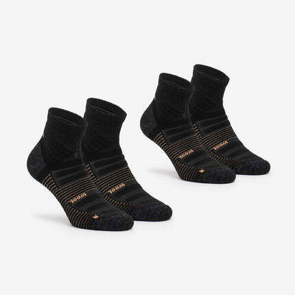 Chaussettes de randonnée mid laine (2 paires) adulte, Hike 900 noir