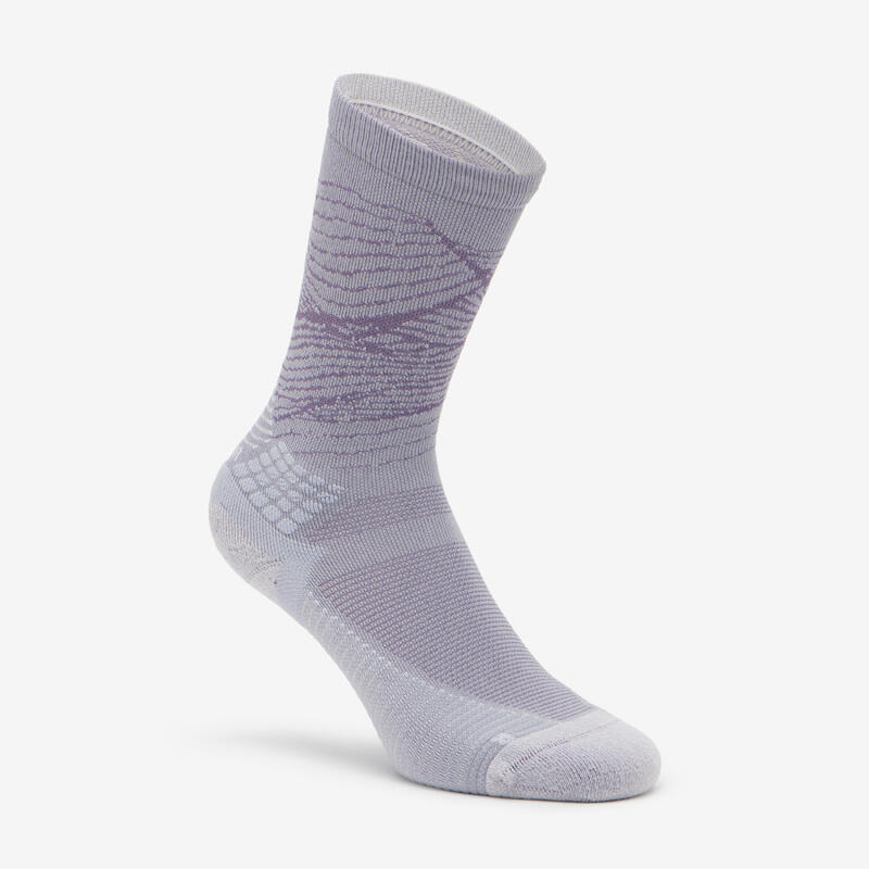 Chaussettes randonnée - hike 500 high gris et abricot x2 paires