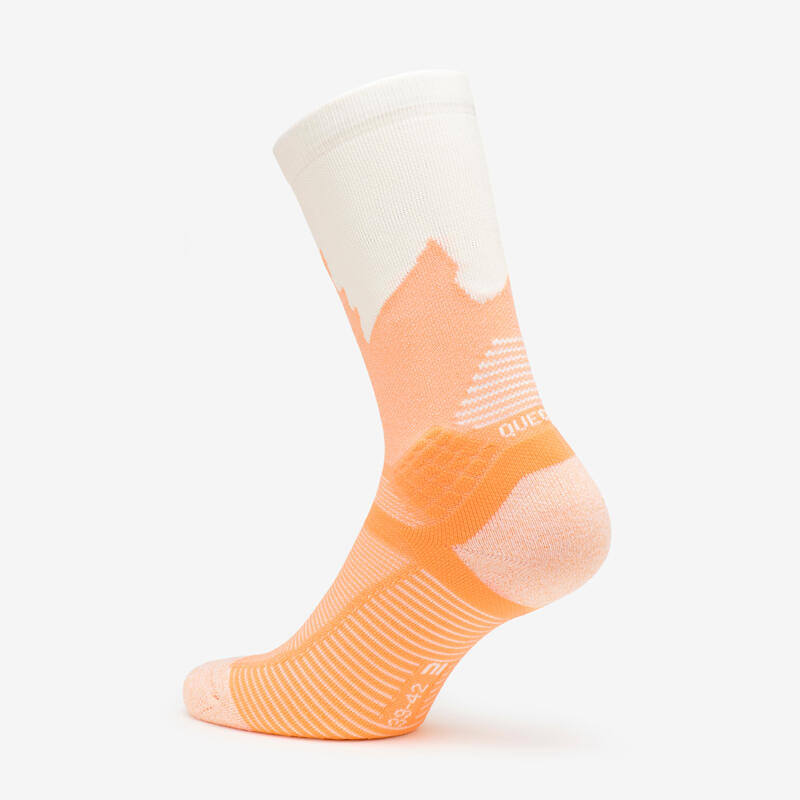 Chaussettes randonnée - hike 500 high gris et abricot x2 paires
