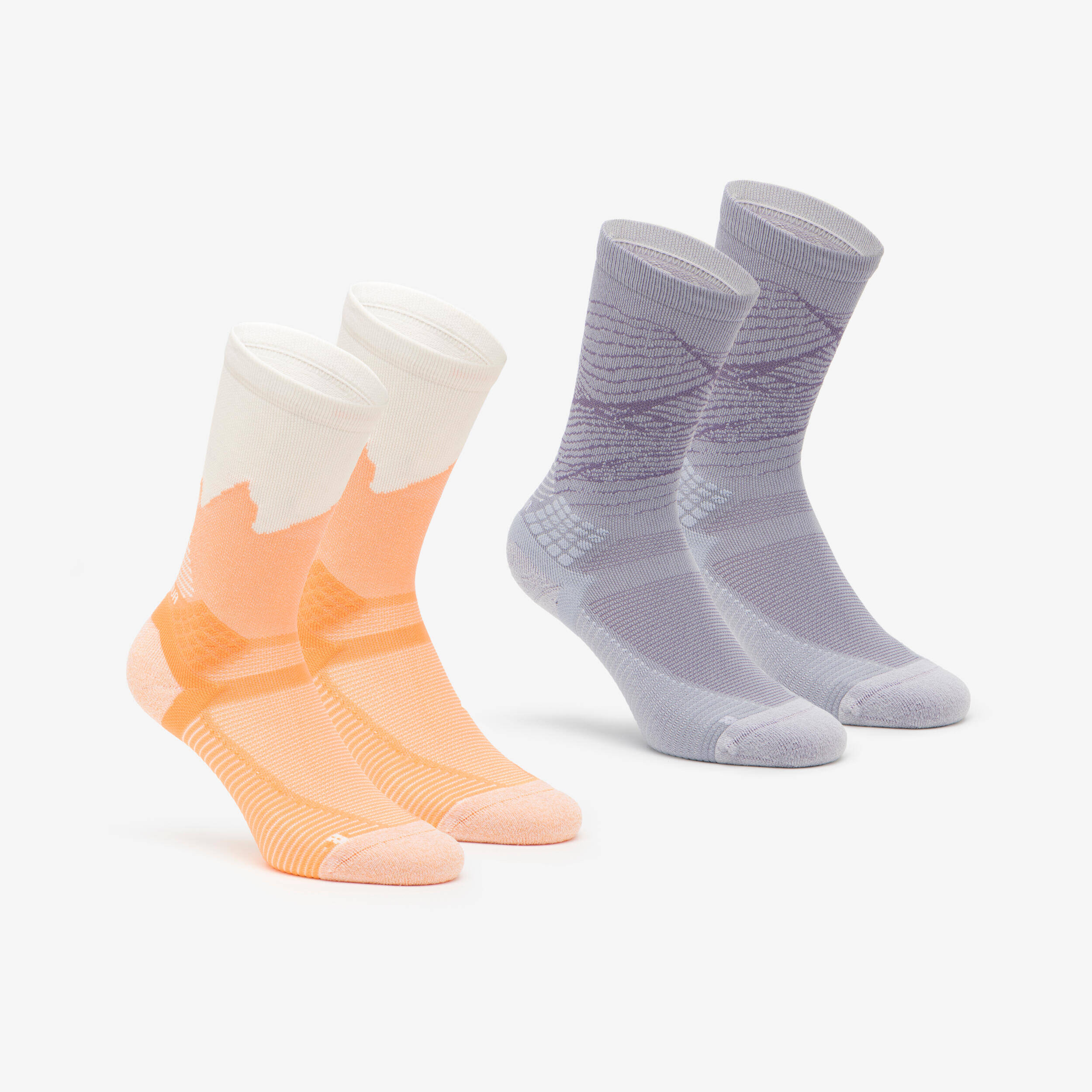 Adults’ high-rise hiking socks (2 pairs), Hike 500 Limited Orange -  1