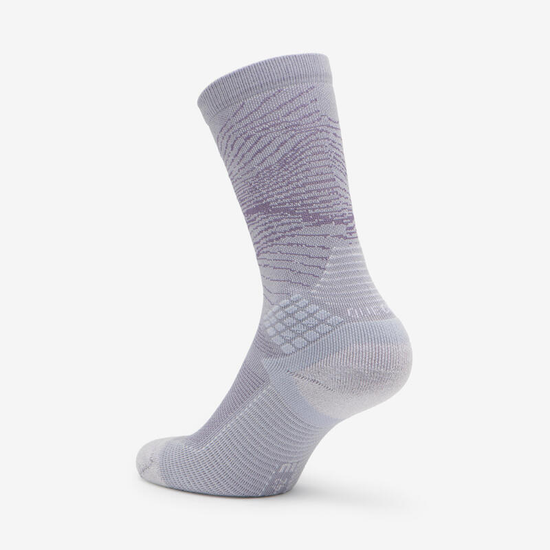 Chaussettes randonnée - hike 500 high gris et abricot x2 paires