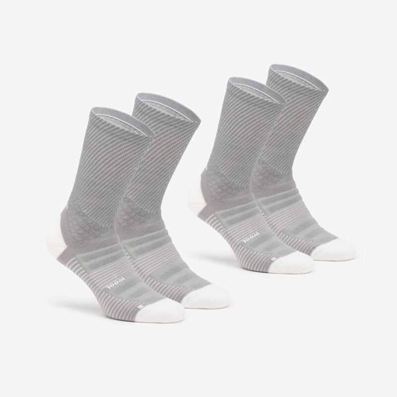 Set 2 perechi șosete lungi Hike 900 Gri Adulți