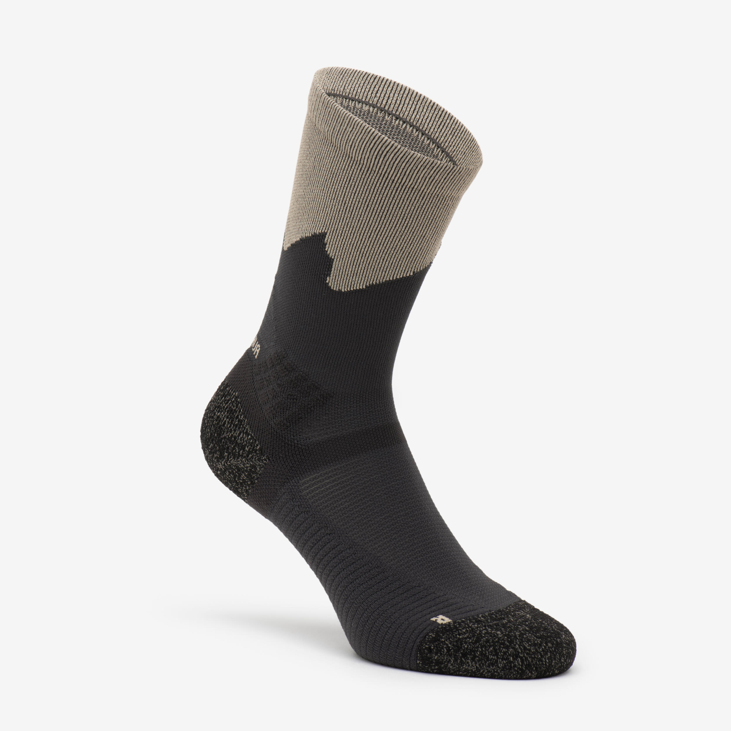 Adults’ high-rise hiking socks (2 pairs), Hike 500 Limited Khaki