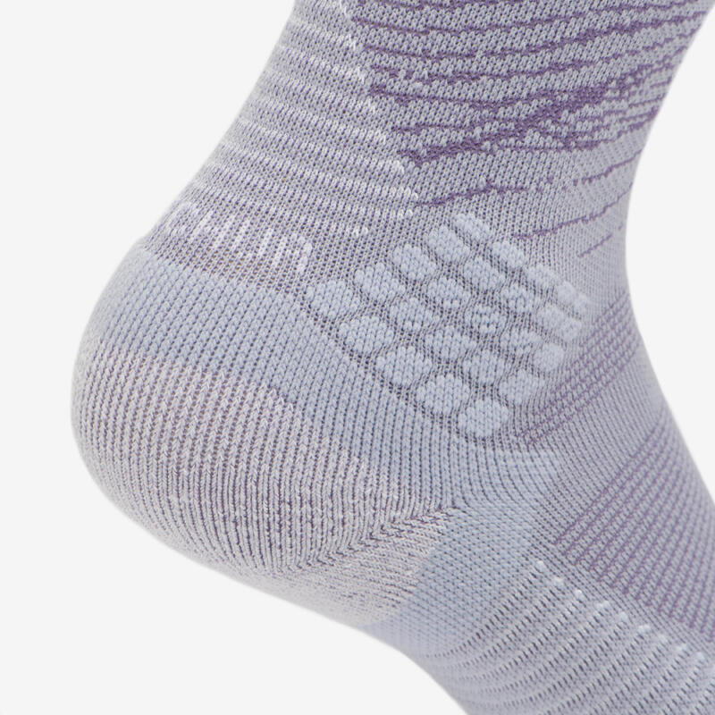 Chaussettes randonnée - hike 500 high gris et abricot x2 paires