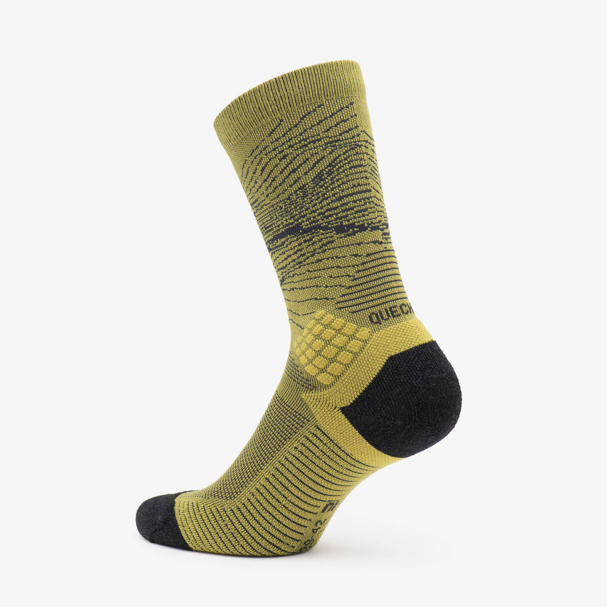 Adults’ high-rise hiking socks (2 pairs), Hike 500 Limited Khaki -  4