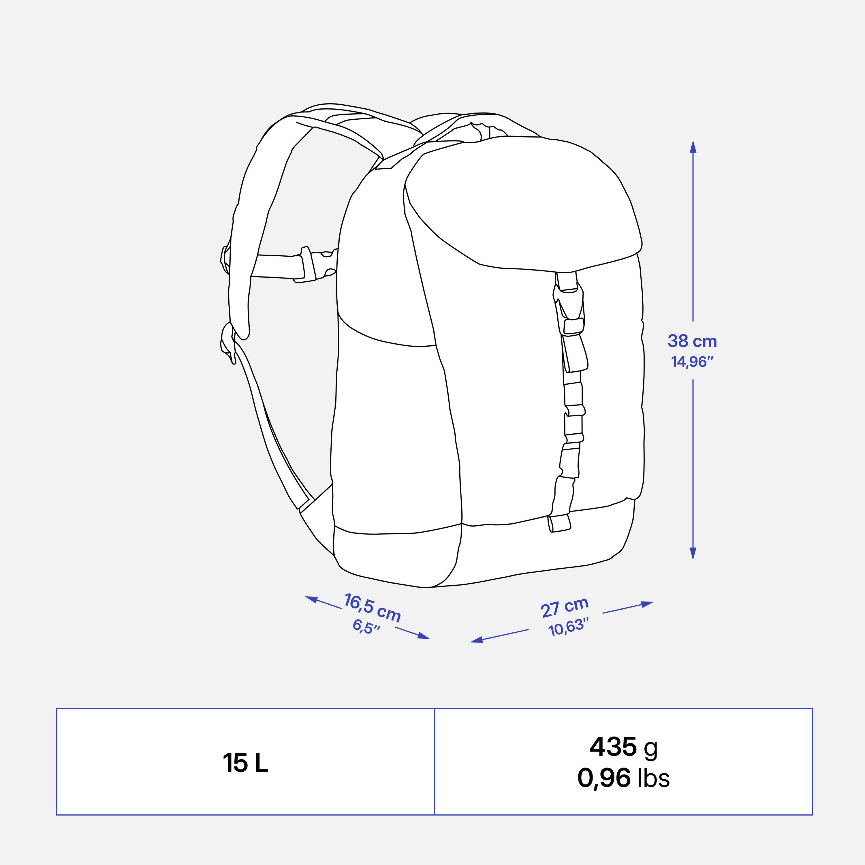 Kids’ 15 L backpack (ages 7–15), NH900 - Brown -  5