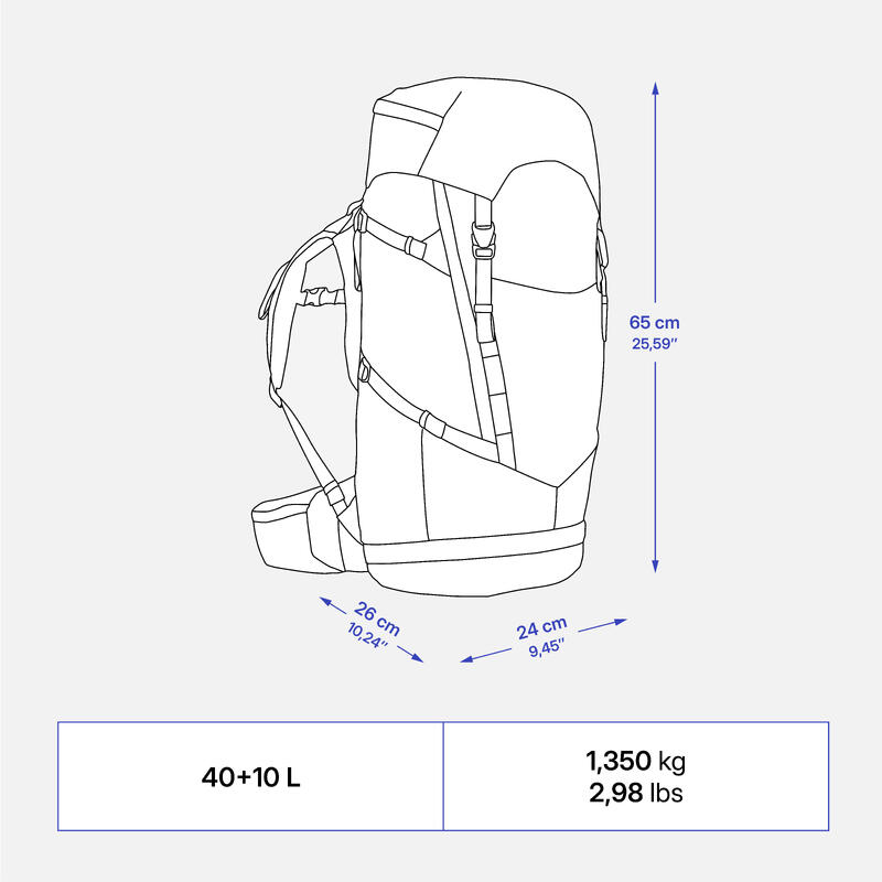 Mochila de caminhada e trekking - MH500 criança - 40+10L
