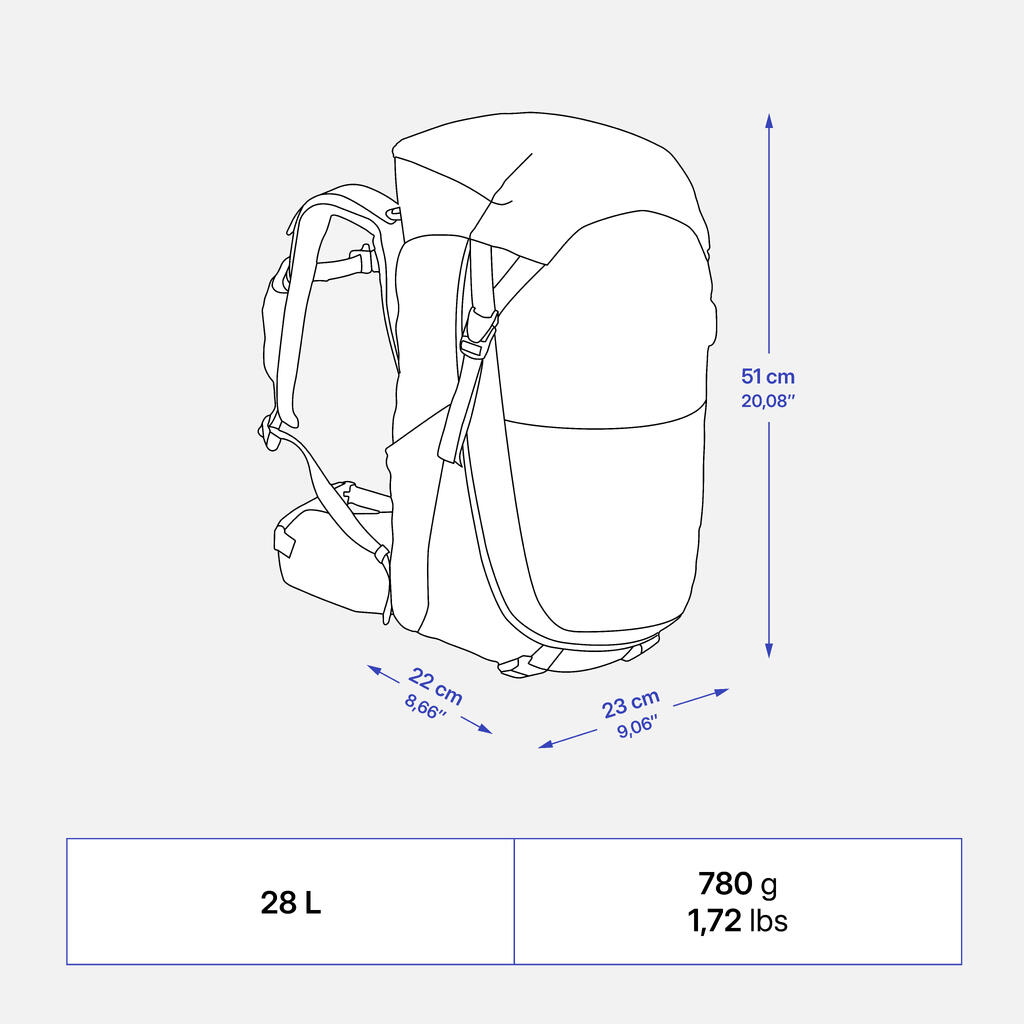 Mochila de senderismo de 28 L azul para niños de 7 a 15 años MH500