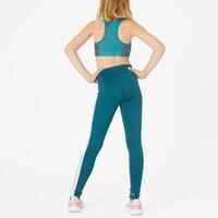 Girls' High-Waisted Pocket Leggings S500 - Petrol Blue