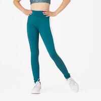 Girls' High-Waisted Pocket Leggings S500 - Petrol Blue