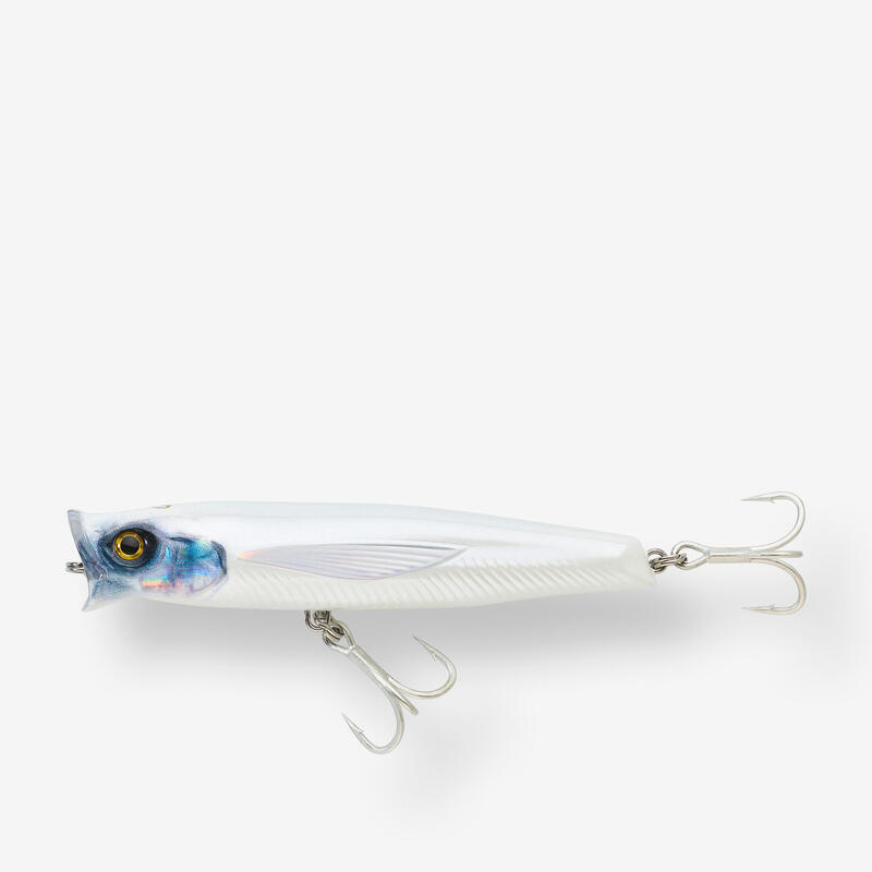 Nălucă Suprafață Popper Pescuit marin EXOFLY POP 12cm Alb