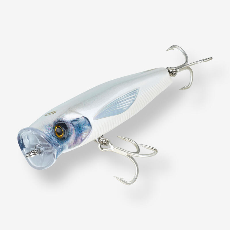 Nălucă Suprafață Popper Pescuit marin EXOFLY POP 12cm Alb