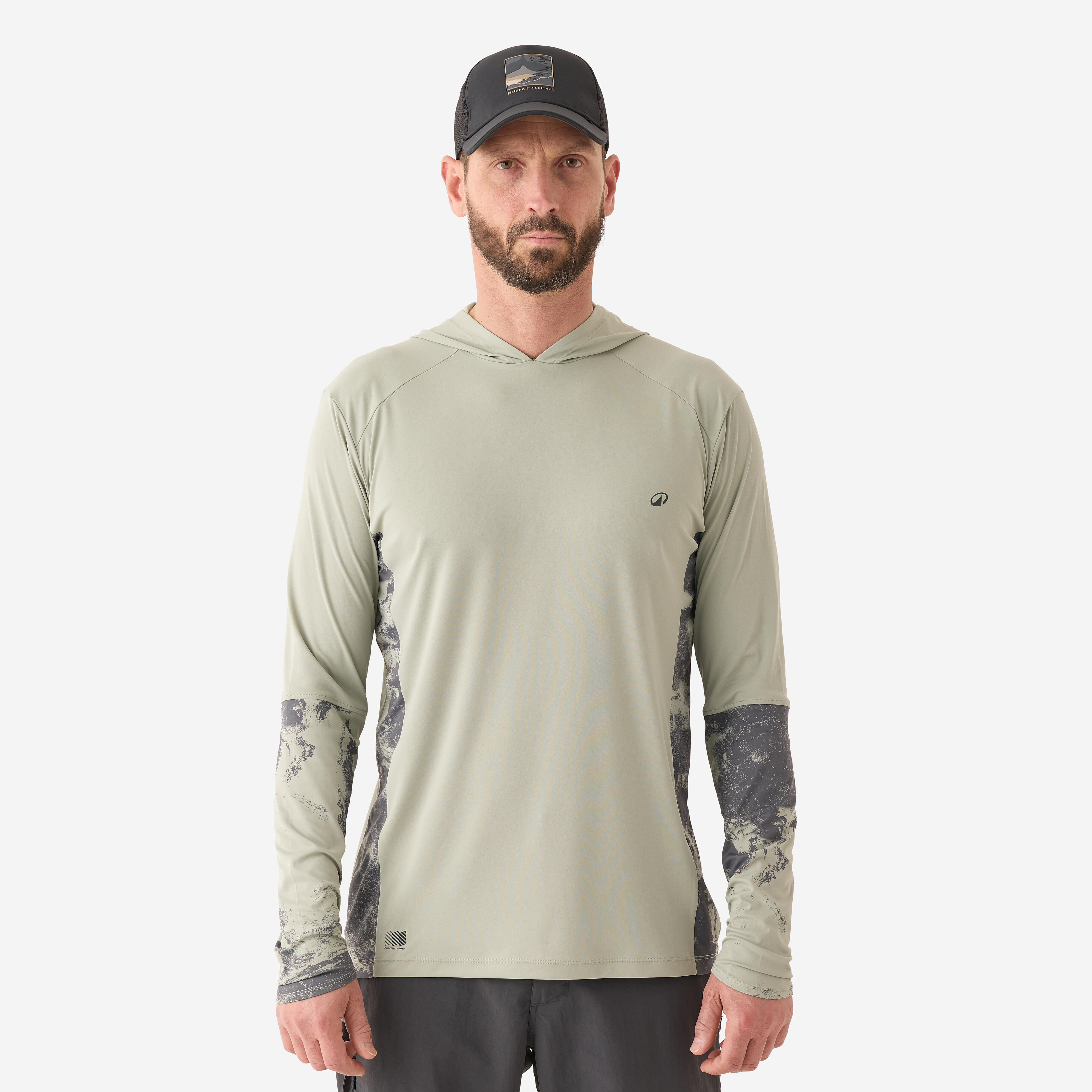 Anti-UV Fishing T-Shirt - 500 UPF 50+ with hood Green - CAPERLAN