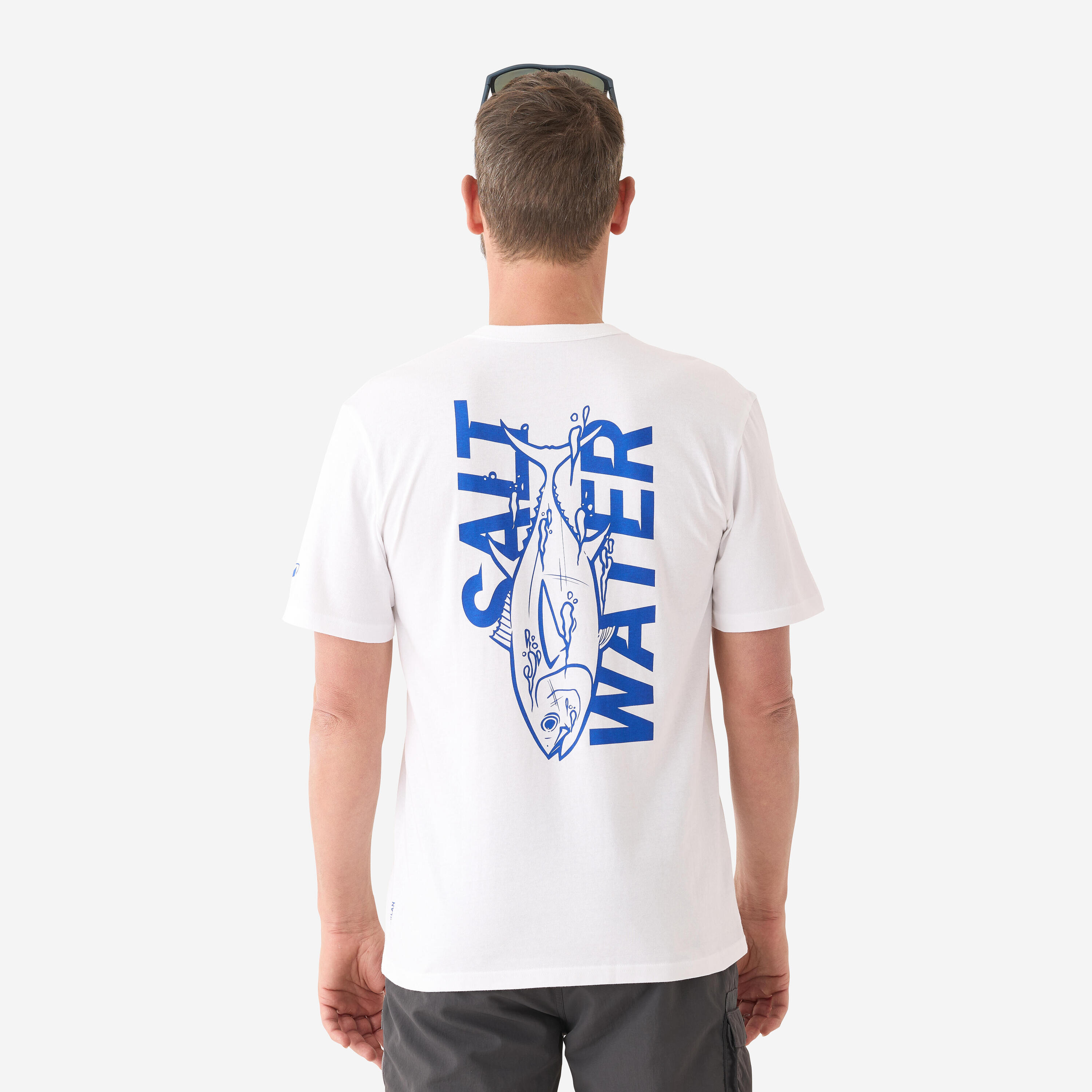T-shirt pêche manches courtes coton Thon 3/4