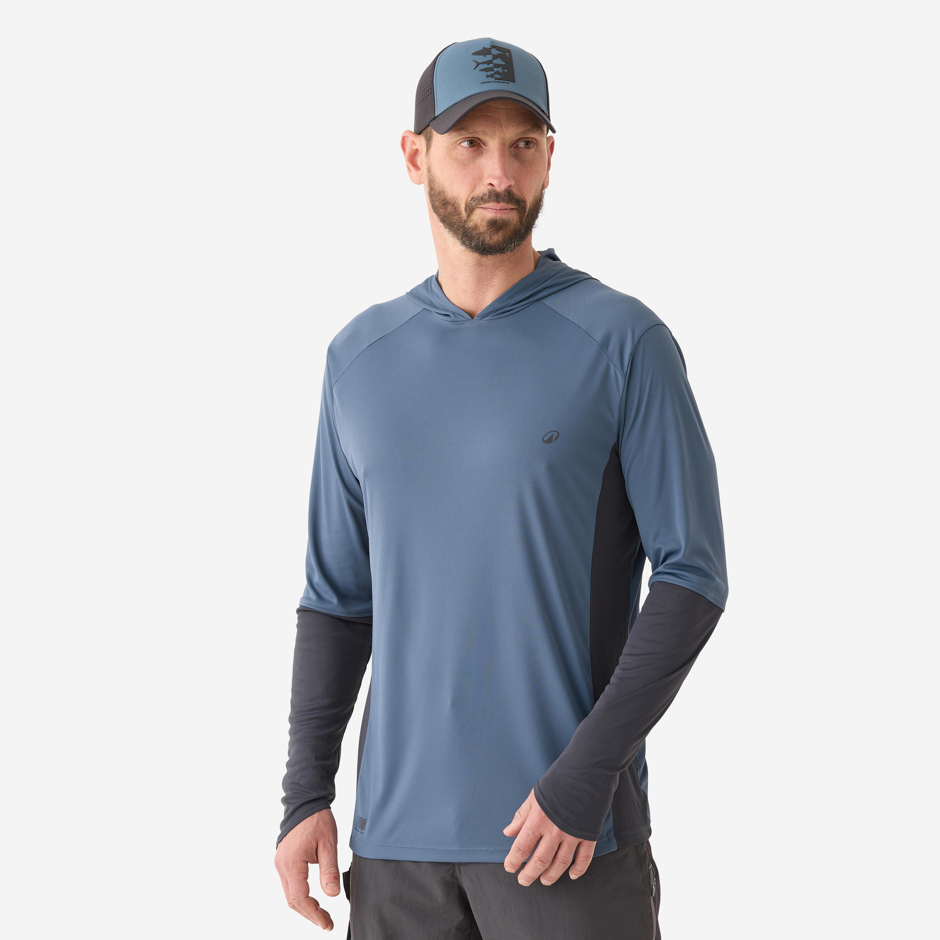CAPERLAN Fishing anti-UV T-shirt 500 with hood UPF 50+