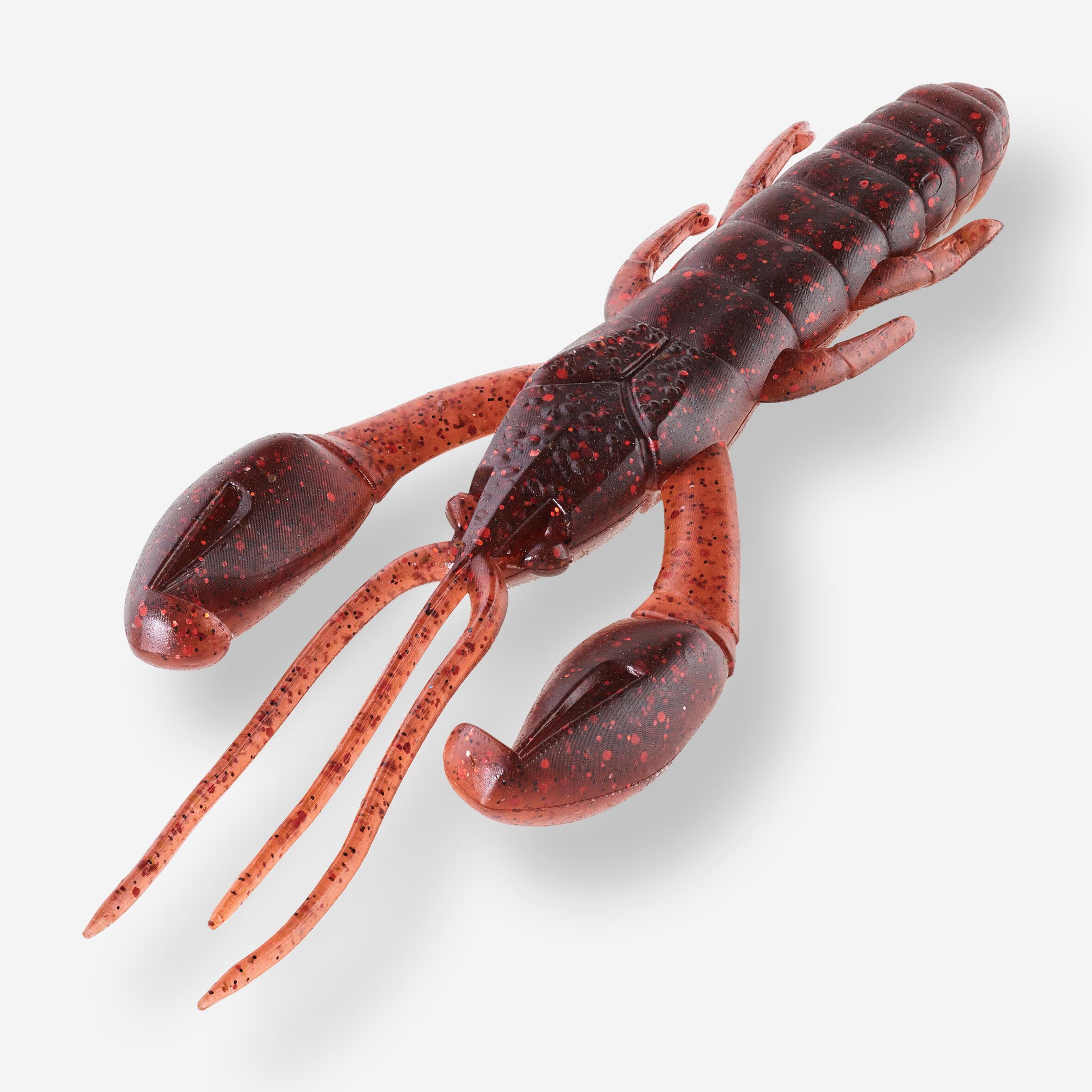 CAPERLAN Mäkká umelá nástraha ráčik s atraktantom Yubari CRW 2,5" 6,5 cm Black Red Craw bez · záber 3