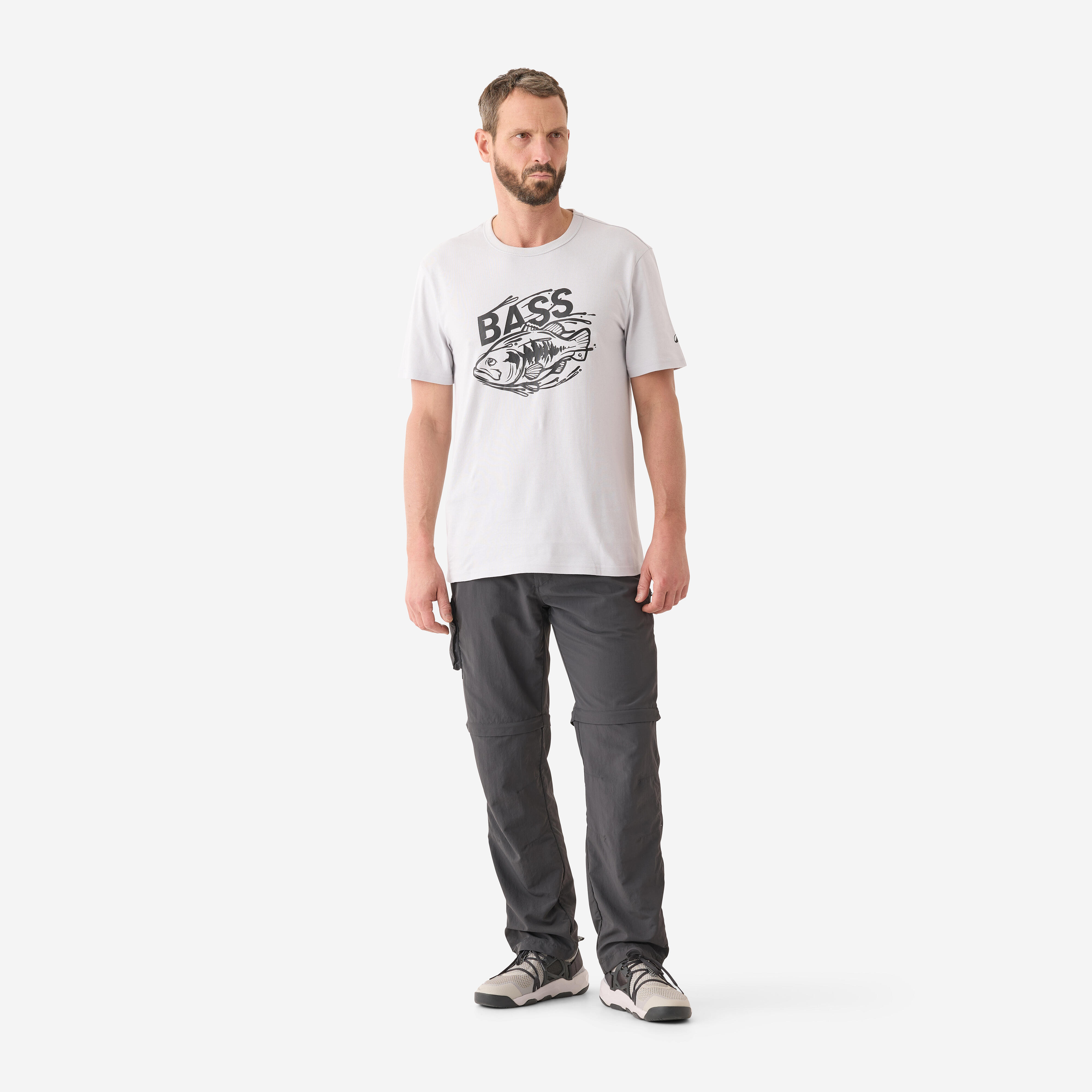 Short-Sleeved Cotton Fishing T-Shirt - Black Bass - CAPERLAN