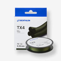 Tresse pêche aux leurres 4 brins TX4 Kaki