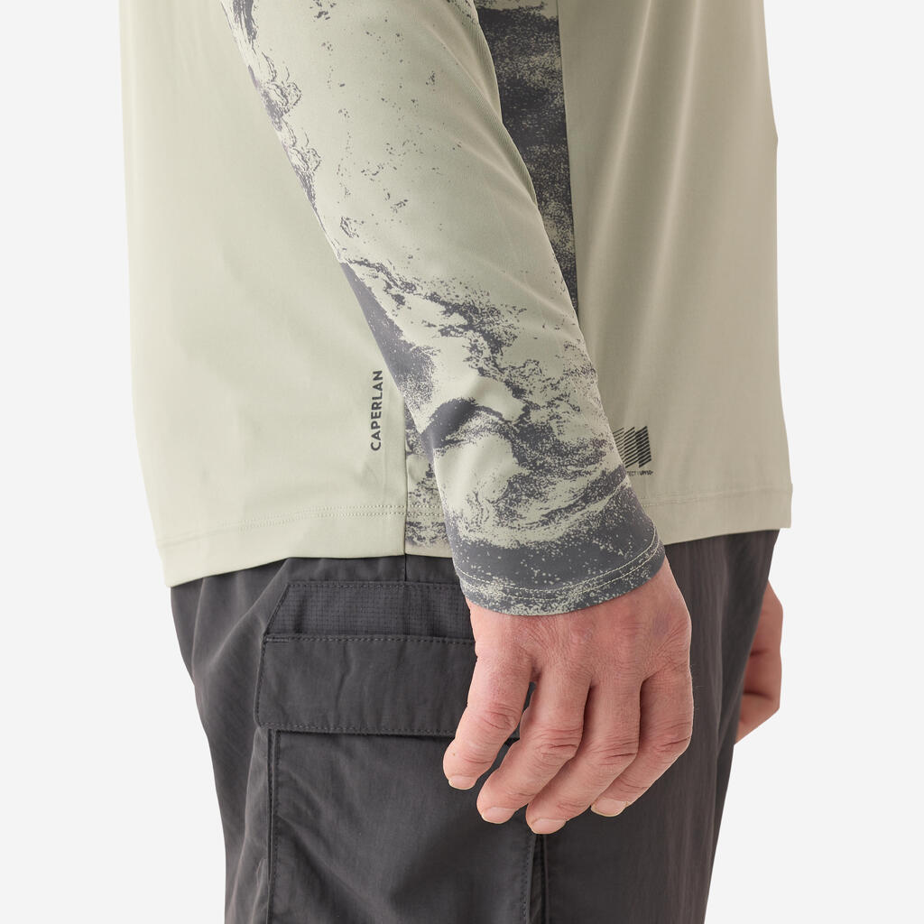 Fishing anti-UV T-shirt 500 with hood UPF 50+ Green