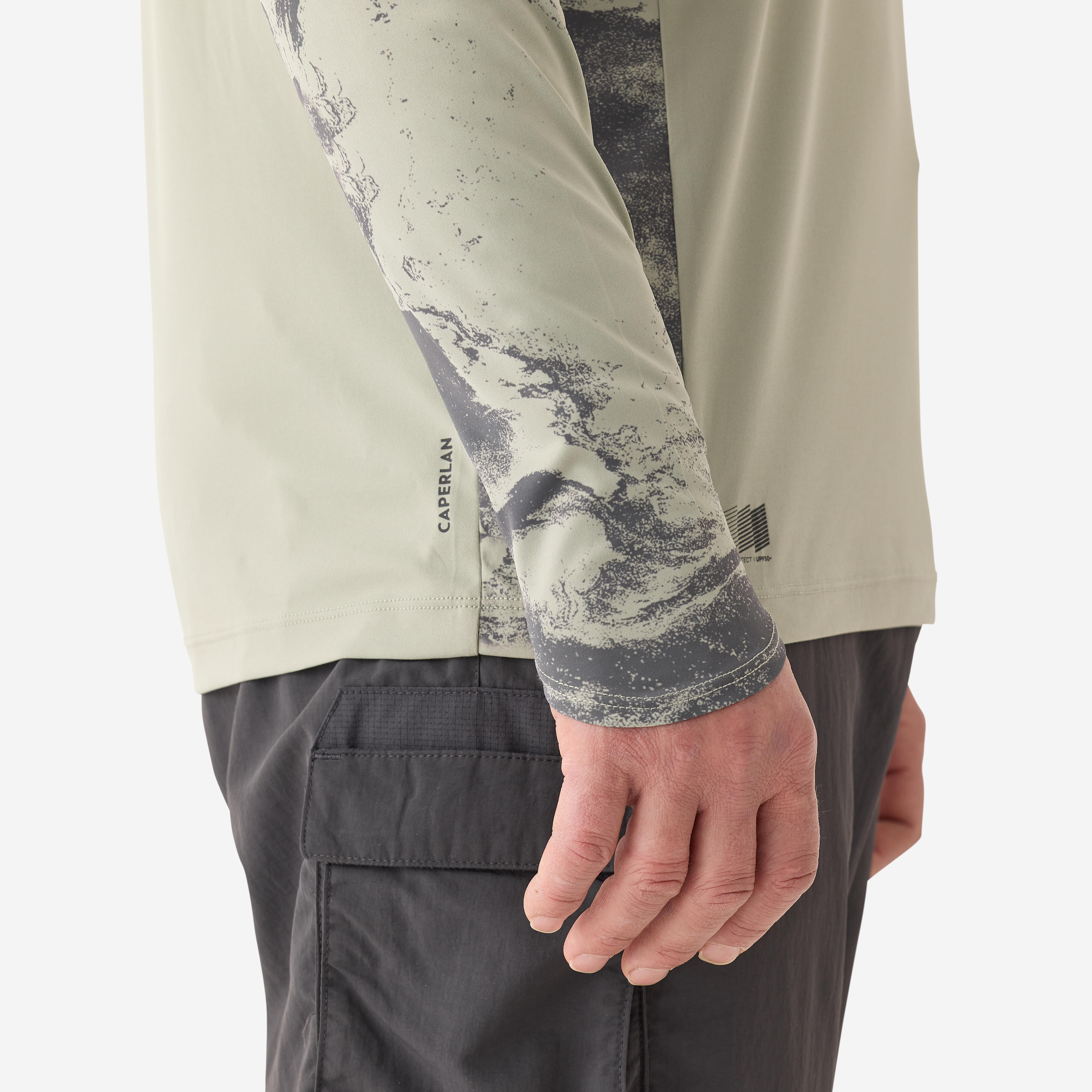 Anti-UV Fishing T-Shirt - 500 UPF 50+ with hood Green - CAPERLAN