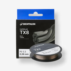 Tresse pêche aux leurres 8 brins TX8 Gris