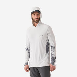 Tee-shirt de pêche Anti-UV 500 Capuche UPF 50+ Gris