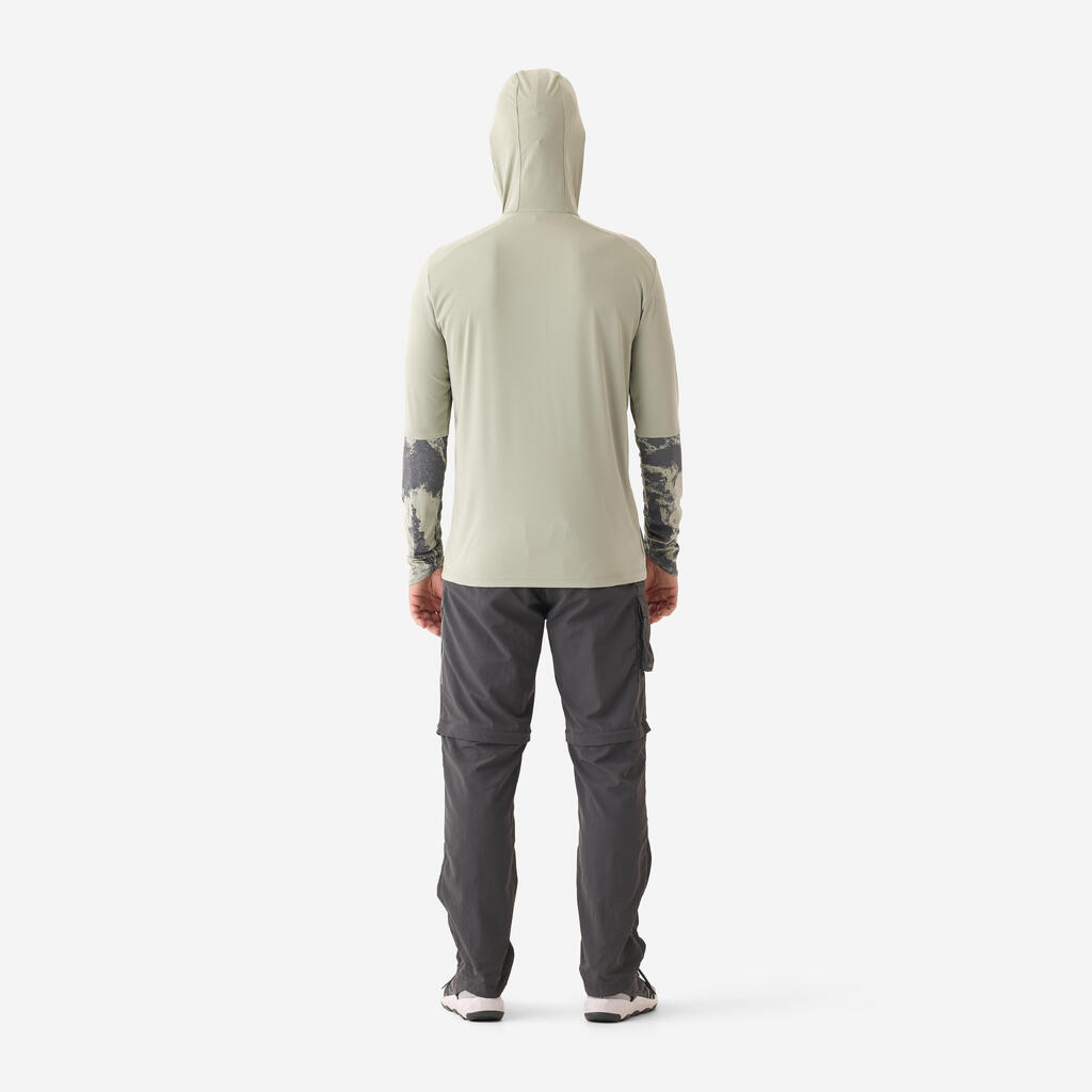 Fishing anti-UV T-shirt 500 with hood UPF 50+ Green