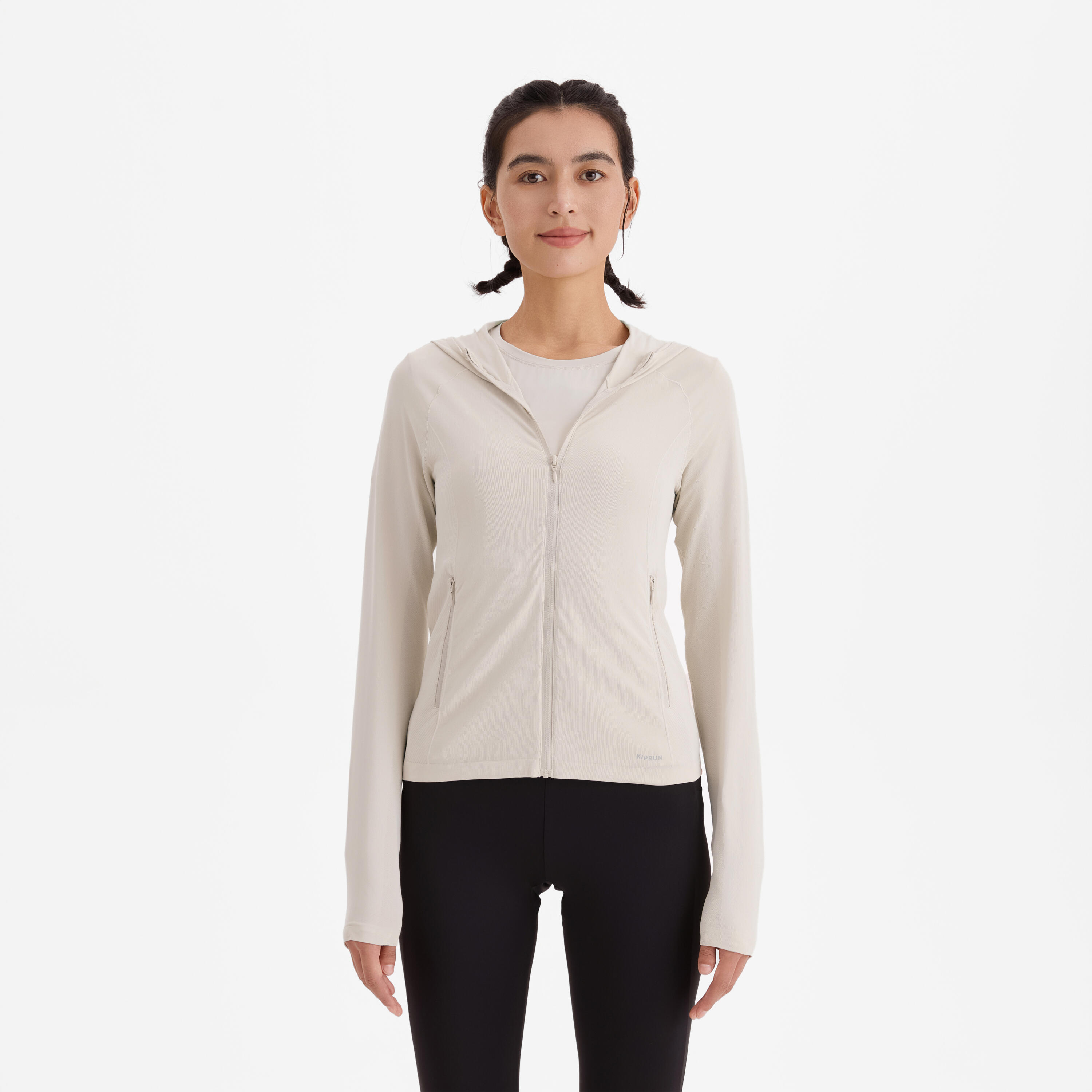 Women's running hooded jacket - Sun Protect - Beige