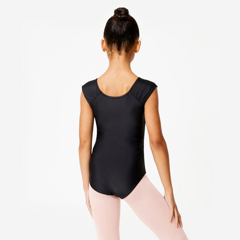 Justaucorps danse classique noir manches courtes fille