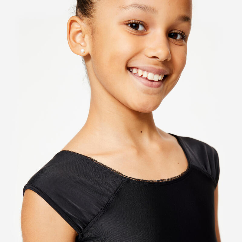 Justaucorps danse classique noir manches courtes fille