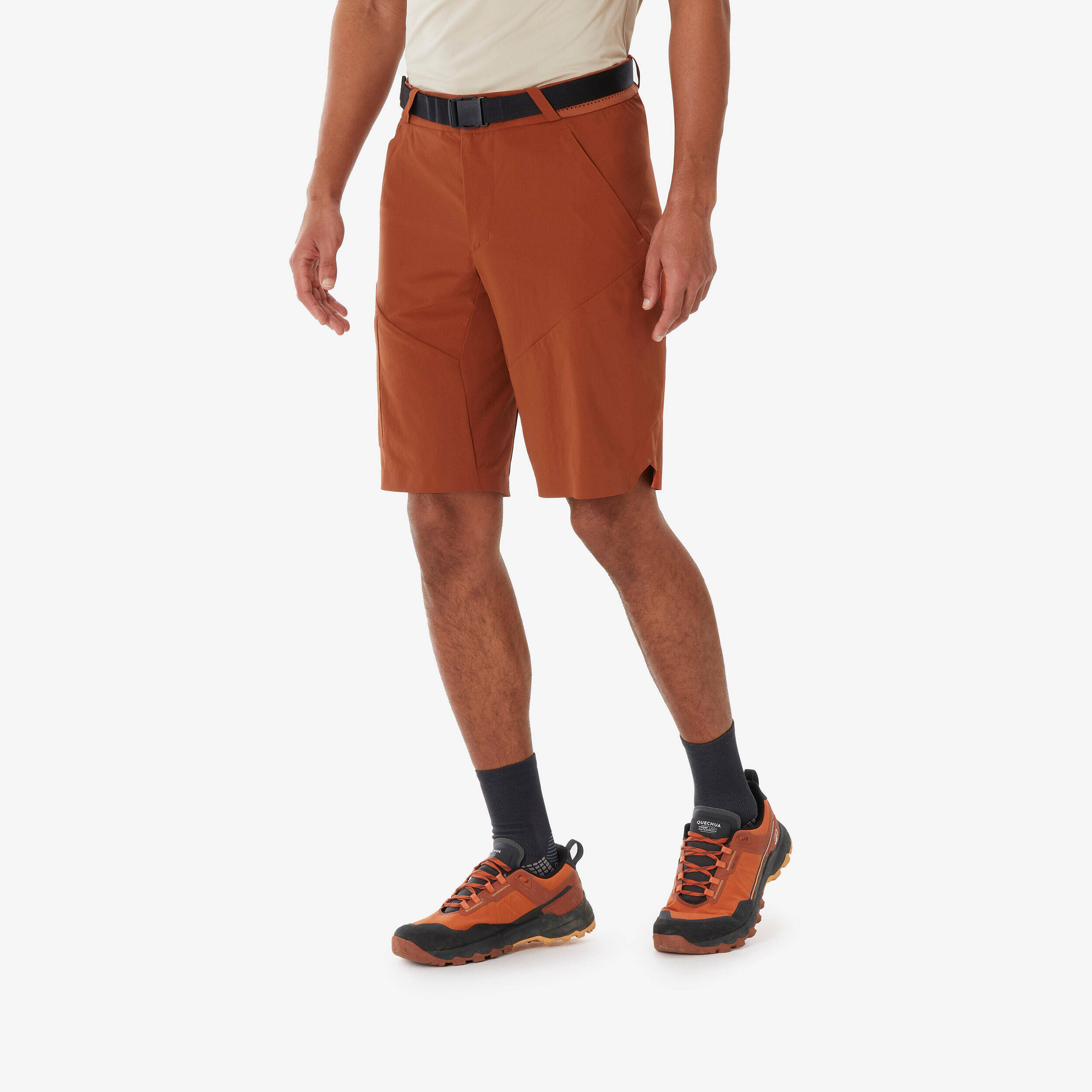Men’s long hiking shorts MH500 - Brown -  5