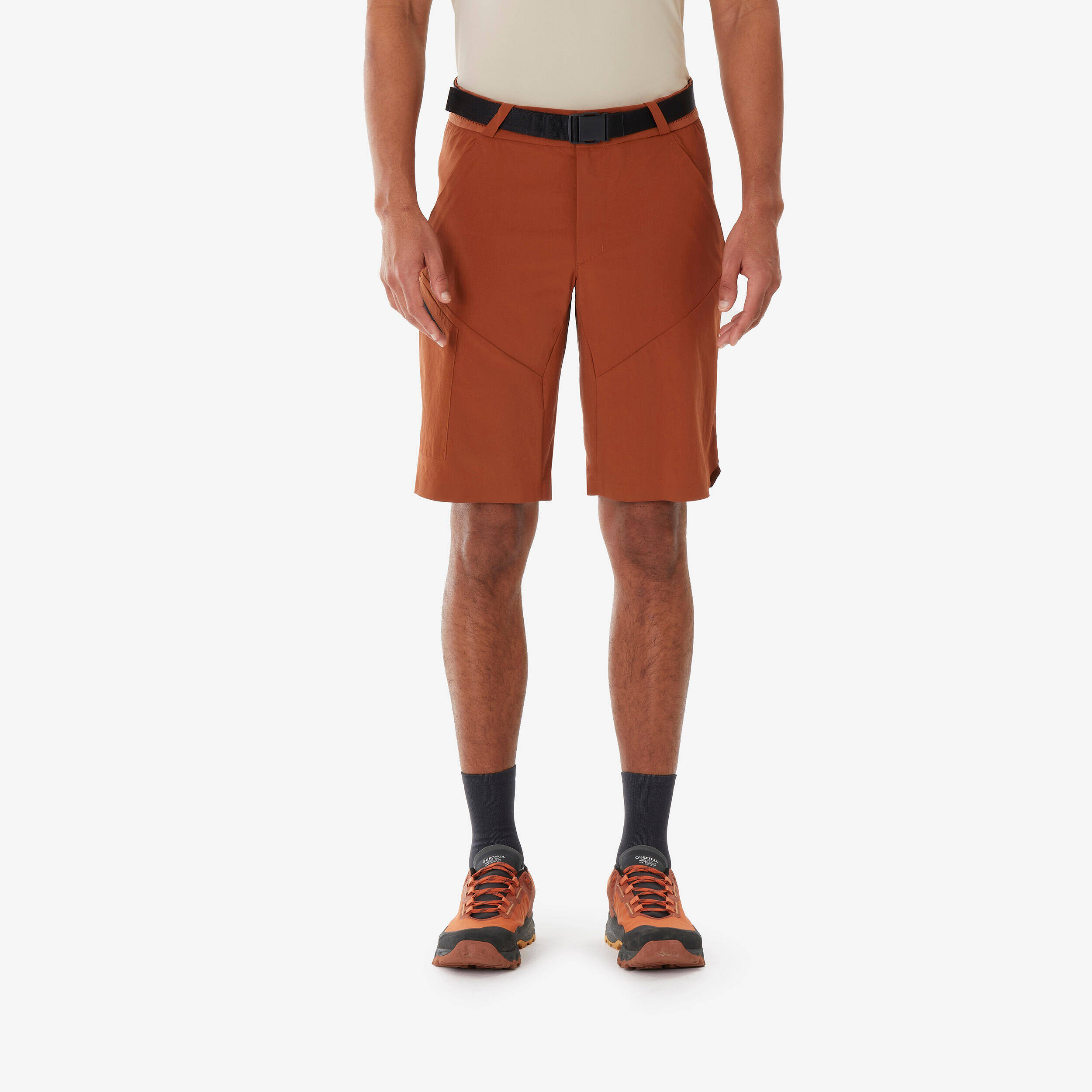 Men’s long hiking shorts MH500 - Brown -  1