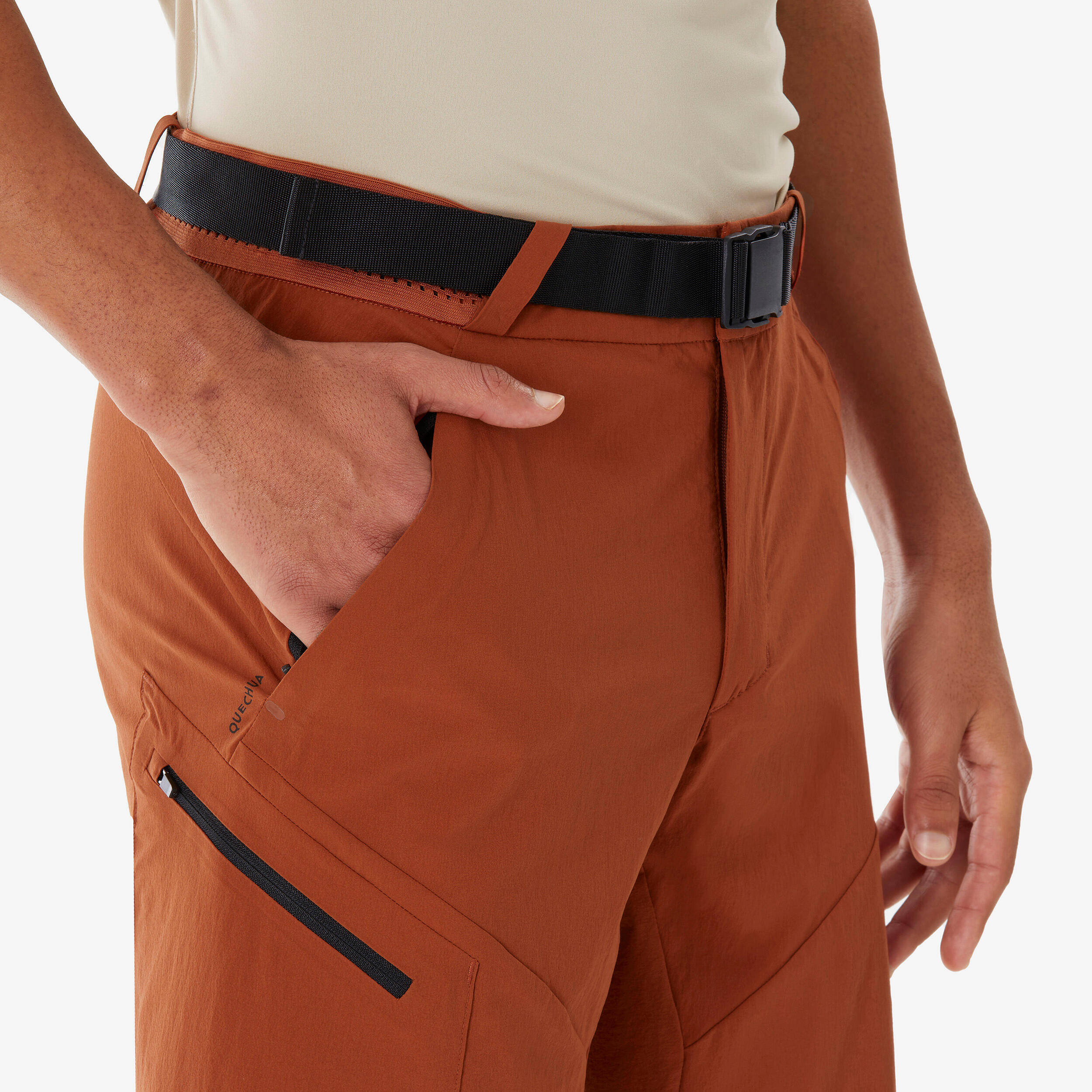 Men’s long hiking shorts MH500 - Brown -  4