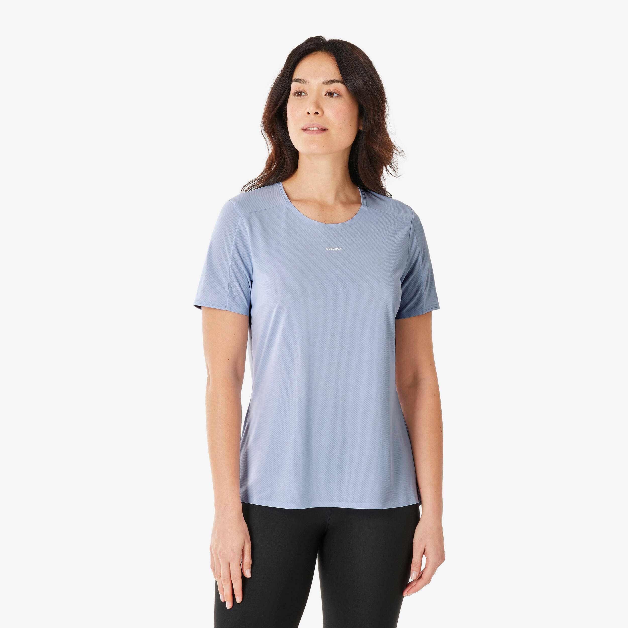 Women’s short-sleeved hiking T-shirt, MH500 - Purple -  1