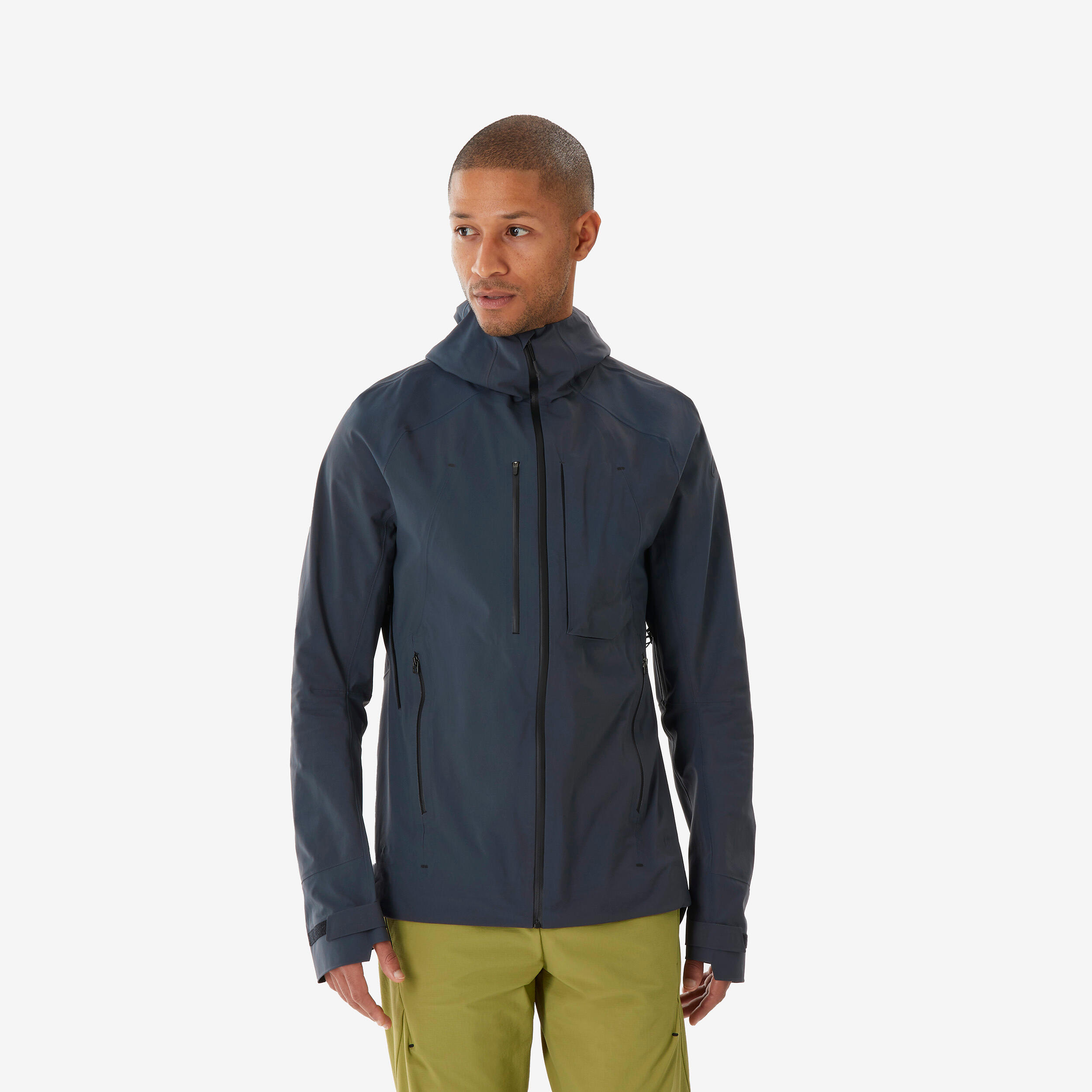Men's Waterproof and Lightweight Hiking Jacket MH900-Grey-image-25
