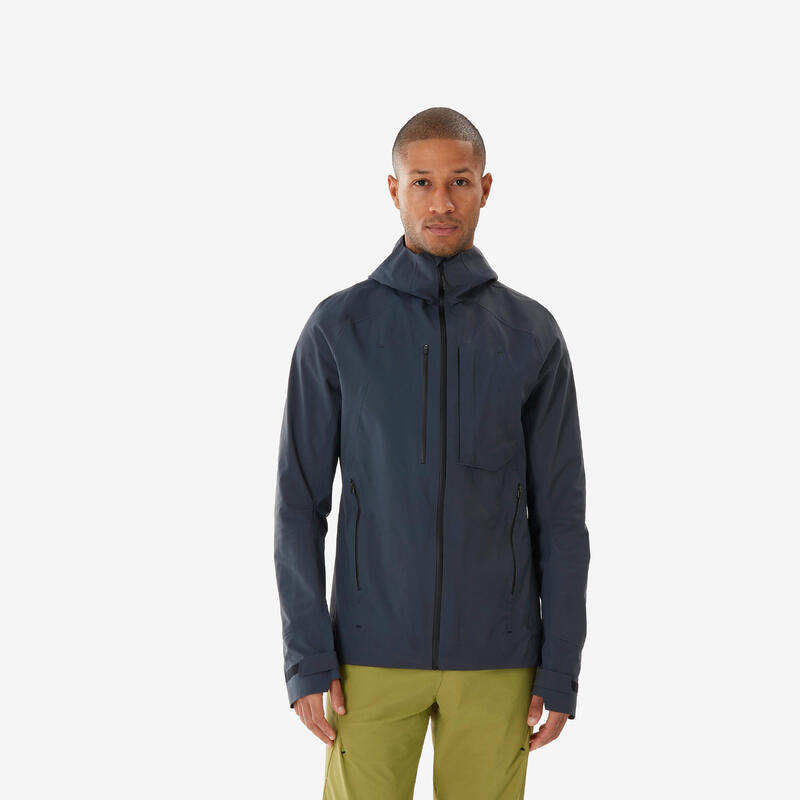 Veste de randonnée imperméable et légère homme, MH900 gris