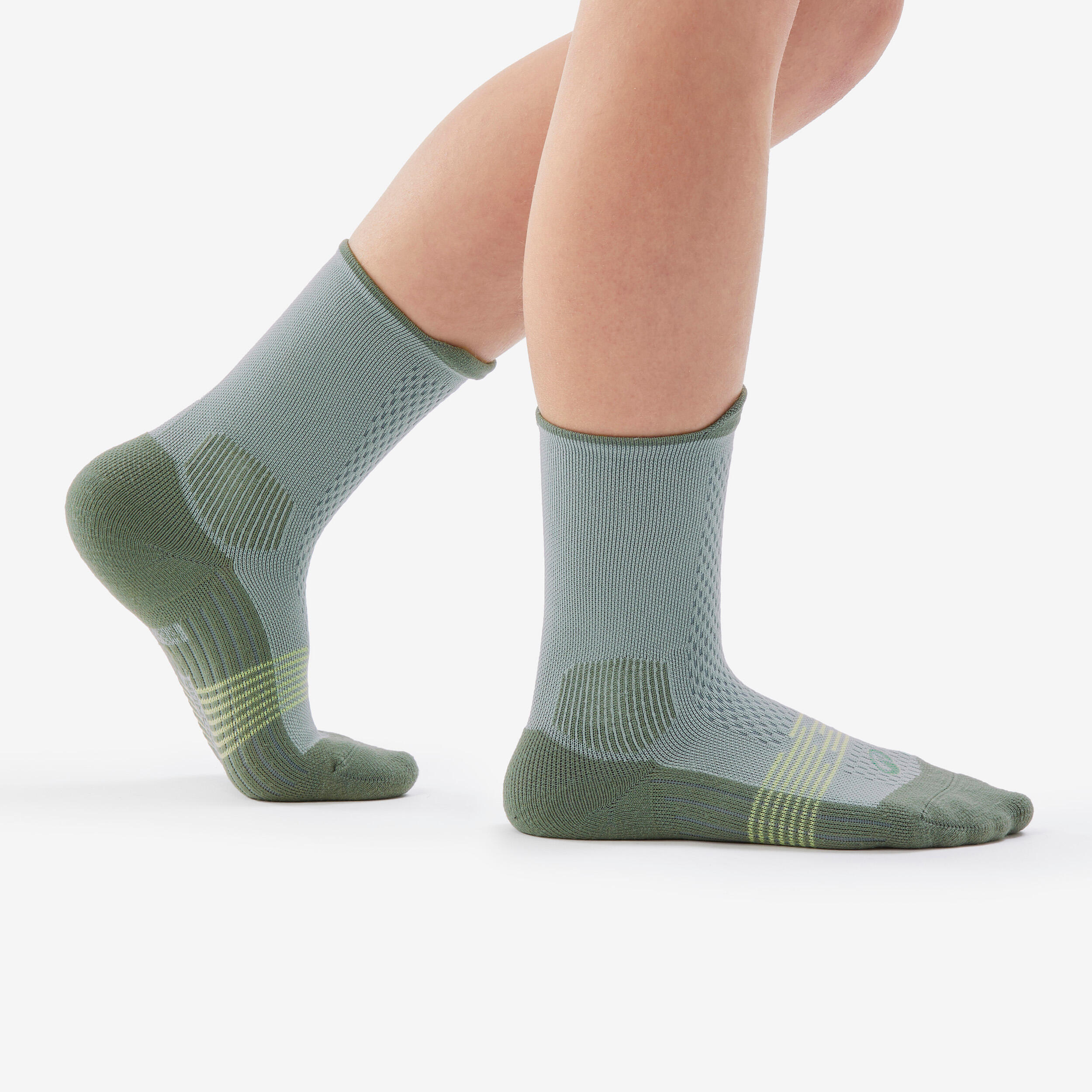 Kids’ high hiking socks (2-pair pack) HIKE500 High - Green 10/11