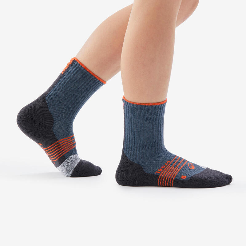 Chaussettes de randonnée enfant (lot 2 paires), HIKE900 Wool bleu