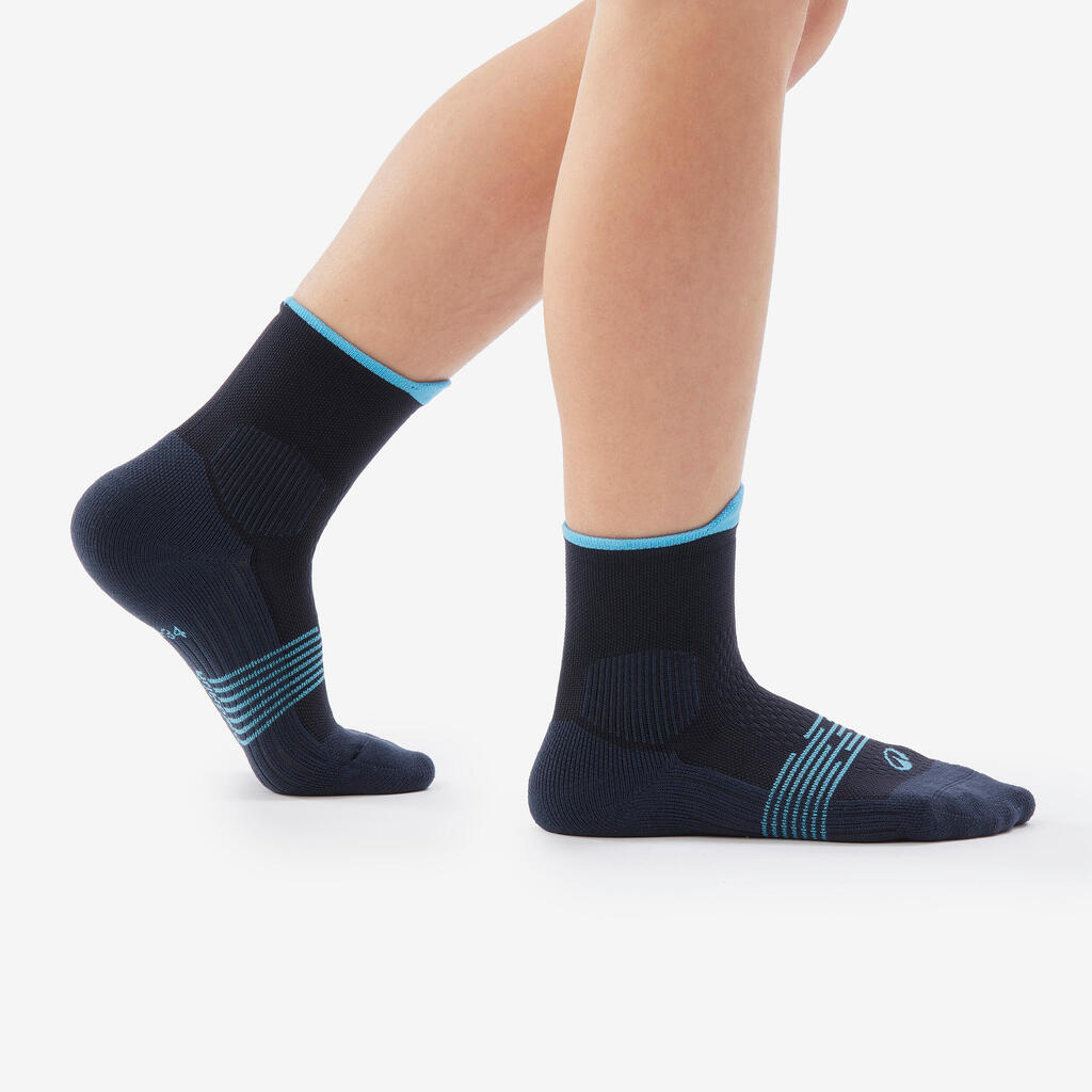 Chaussettes de randonnée enfant (lot 2 paires), HIKE500 Mid marron et bleu